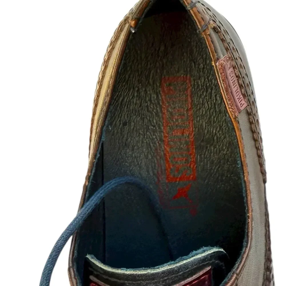 Pikolinos Wingtop Light Weight Brown Blue Leather Sz 39 6.5M/8.5W Oxford Loafers